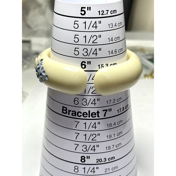 Vintage Bracelet Clamper Lucite Blue Rhinestone Vtg Estate Costume Jewelry A21 - Picture 7 of 9